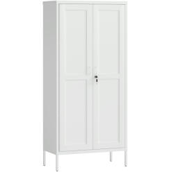 HOMCOM Dulap pentru Birou în Oțel cu 3 Rafturi Reglabile cu Serratură și 2 Chei, 80x40x175 cm, Alb | Aosom Romania (924-122V00WT) Comoda