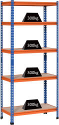 HOMCOM Etajera din metal pentru garaj 5 nivele capacitate 1500 kg 80 x 40 x 182 cm albastru portocaliu | Aosom Romania (924-025) Raft