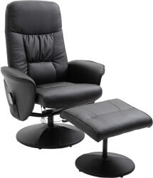 HOMCOM Fotoliu Relaxant cu Suport pentru Picioare, Reclinabil 145° cu Șezut Rotativ, cu 10 Puncte de Masaj, Negru | Aosom Romania (700-113V01BK)