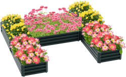 Outsunny Set de 5 jardiniere pentru gradina, pat de legume modular din otel, perfect pentru legume, plante si flori, verde | Aosom Romania (845-856V00GN)
