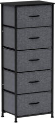 HOMCOM Comodă 5 sertare mobilier de depozitare sertar din material pliabil - structură din oțel negru - 45 x 30 x 116 cm gri închis | Aosom Romania (850-267V00BK) Comoda
