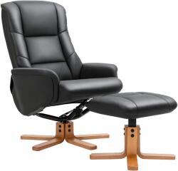 HOMCOM Relaxsessel cu Hocker, Funcție de culcare, Piele ecologică, până la 150 kg, 71 x 84 x 102 cm, Negru | Aosom Romania (839-962V00BK)
