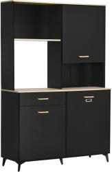 HOMCOM Cămară de Bucătărie cu Sertar Dulapuri și Rafturi Mobilier Auxiliar pentru Cuptor cu Microunde Stil Modern 119x41x180cm Negru | Aosom Romania (835-767V01BK)