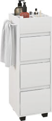 HomCom Mobilier de depozitare pentru baie cu 4 compartimente, 3 sertare și suport pentru prosoape, dim. 35 x 30 x 90 cm, alb | Aosom Romania (834-708V00WT)