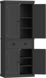 HOMCOM Bufet înalt bucătărie, dulap de bucătărie cu 4 uși, sertar și polițe reglabile, 76, 2 x 40, 2 x 183 cm, negru | Aosom Romania (835-042V05BK)