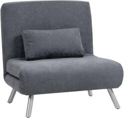 HOMCOM Fotoliu cu functie de pat, design 2-in-1, fotoliu de dormit, pat de oaspeti, husa material, cu perna, Gri inchis | Aosom Romania (83B-396V00CG)
