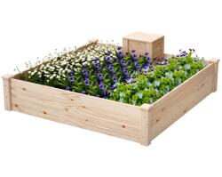 Outsunny Jardinieră de Exterior cu Compostor și Bază Deschisă din Lemn de Brad, 123x123x25, 5 cm, Lemn Natural | Aosom Romania (84H-289V00ND)