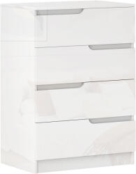 HOMCOM Comodă cu 4 Sertare Modernă și Minimalistă, Comodă din Pal Melaminat, 60x40x85 cm, Alb Lucios | Aosom Romania (831-905V01WT) Comoda