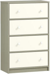HOMCOM Comodă Modernă cu 4 Sertare Pliabile 58x30x91 cm, Alb și Gri | Aosom Romania (83D-036V00WT) Comoda