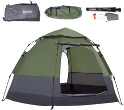 Outsunny Cort pop-up cort de camping 3-4 pers. cort cupolă impermeabilizat ușor ventilat ușor de montat 2 uși mari dim. 2, 6L x 2, 6l x 1, 5H m fibră de sticlă poliester oxford verde gri | Aosom Romania (A20-1 Cort