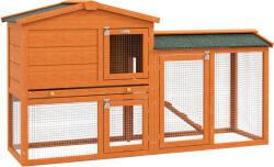 PawHut Cușcă pentru Iepuri cu 2 Nivele, Cușcă pentru Animale de Companie pentru Exterior, 150x45x85 cm, Portocaliu (D51-012V01OG)