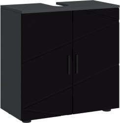 Kleankin Mobilier de baie cu dulap cu 2 uși, Mobilier de baie din lemn cu poliță reglabilă, 60x30x60cm negru kleankin | Aosom Romania (834-619V80BK)