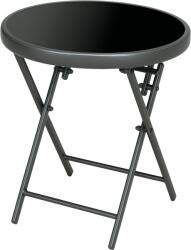 Outsunny Masa joasă pliabilă masă auxiliară pliantă blat din sticlă securizată structură din oțel rotundă Ø 45 x 50 cm negru | Aosom Romania (84G-260V00CG)