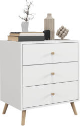 HOMCOM Comodă 3 sertare Design scandinav Mobilier de Depozitare Camera MDF Alb mânere picioare conice Lemn Masiv de pin | Aosom Romania (831-722V80WT) Comoda