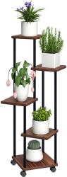 Outsunny Suport pentru flori cu 5 etaje, Suport pentru plante cu 5 niveluri, Design în formă de cascada, ușor de mutat, Lemn, Oțel | Aosom Romania (84H-207V00TN)