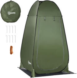 Outsunny Cort de Duș pentru Camping cu Ușă cu Fermoar, Geantă de Transport și Buzunar, 126x124x189 cm, Verde Închis | Aosom Romania (A20-258DG) Cort
