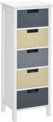 HOMCOM Comodă din Lemn cu 5 Sertare Comodă Auxiliară de Depozitare cu Picioare Înalte Stil Modern pentru Dormitor Sufragerie Baie 35x28x90, 5 cm Multicolor | Aosom Romania (838-059) Comoda