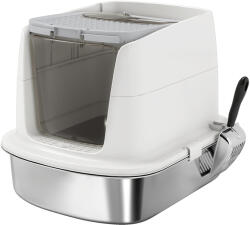 PawHut Litieră pentru pisici cu 2 intrări, deodorant și lopățică, Alb | Aosom Romania (D31-140V00WT)