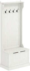 HOMCOM Cuier pantofar cu bancă de depozitare 4 cârlige Stil modern 71, 5x39, 5x170 cm Alb | Aosom Romania (837-031V80WT)