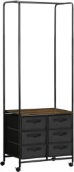 HOMCOM Cuier Stil Industrial cu 6 Sertare din Țesătură și Organizator Deschis, 63, 5x40x172, 5cm, Maro Rustic | Aosom Romania (850-167)