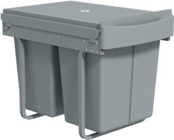 HomCom Coș de gunoi retractabil sub chiuvetă, 2 găleți de 20L, Gri | Aosom Romania (851-073V01GY) Cos de gunoi