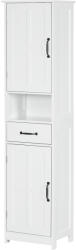 Kleankin Dulap Modern pentru Baie, Mobilier Îngust cu Raft Deschis, Sertar, Uși Încastrate și Rafturi Ajustabile Alb | Aosom Romania (834-570V80WT)