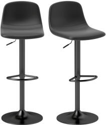 HOMCOM Set 2 Scaune de Bar cu Spătar și Înălțime Reglabilă din Piele PU Neagră | Aosom Romania (83A-264V00BK)