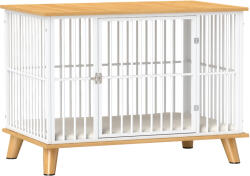 PawHut Cușcă pentru câini cu ușă cu închidere, pernă detașabilă, bună ventilație, oțel, 86x60x70 cm, Alb+Gri | Aosom Romania (D02-069V01AK)