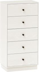 HOMCOM Comoda 5 sertare, mobilier de depozitare inalt si ingust, stil modern pentru camera de zi, living - 47x29x95cm, alb | Aosom Romania (831-969V01WT) Comoda