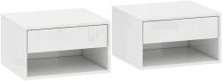HOMCOM Set de 2 noptiere murale, noptiere, sertar, compartiment deschis, blat, 37 x 32 x 21 cm, alb | Aosom Romania (831-630V82WT)
