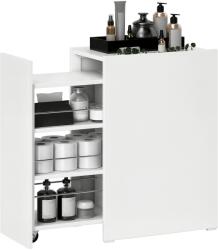 HomCom Mobilier de baie compact și îngust cu sertar pe role, 3 compartimente, 47 x 30 x 66, 5 cm, alb | Aosom Romania (83B-207V00WT)
