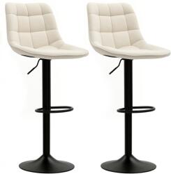 HOMCOM Scaune de bar moderne, Set de 2 scaune de bar pivotante cu spatar, reglabile in inaltime, cu suport pentru picioare, tapitate, Bej | Aosom Romania (83A-221V00BG)
