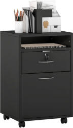 HOMCOM Dulap de Birou cu Raft Deschis, Sertar și Dulap, Negru | Aosom Romania (836-027V81BK) Comoda