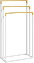 Kleankin Suport pentru Prosoape din Bambus și Oțel cu Design Independent, 45x22.5x86 cm, Alb | Aosom Romania (850-270V00WT)