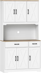 HOMCOM Bufet înalt bucătărie dulap de bucătărie cu 6 uși 2 sertare blat rafturi reglabile 94x39, 5x175, 2cm alb | Aosom Romania (83A-337V00WT)