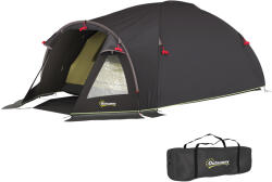 Outsunny Cort de Camping pentru 2-4 Persoane cu 2 Camere, Ușă, Ferestre și Geantă, 330x190x120 cm, Negru | Aosom Romania (A20-462V00BK) Cort