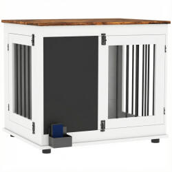 PawHut Cușcă pentru câine cușcă interioră cu 2 uși tablă neagră pentru câini talie medie 20 kg 80 x 60 x 70 cm alb | Aosom Romania (D02-196V00WT)