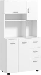 HOMCOM Dulap de bucătărie cu multiple spații 4 uși 3 sertare etajeră + blat mare 89L x 39, 5l x 168H cm alb | Aosom Romania (833-737V81WT)