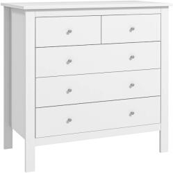 HOMCOM Comodă cu 2 Sertare Mici și 3 Sertare Mari, Comodă de Dormitor din Lemn, 79x39, 5x80, 5 cm, Alb | Aosom Romania (831-256V90WT) Comoda