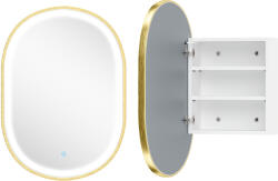 HOMCOM Dulap de Baie cu Oglindă și Lumini LED de 3 Culori Dulap de Perete Oval cu Funcție Memorie și Antiaburire Auriu | Aosom Romania (834-941V00GD) Comoda