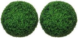 HOMCOM Set de 2 Bile Artificiale, Bile de Arbori Topiari din Buxus, Plante False de Interior în Aer Liber pentru Casă, Ø50cm, Verde | Aosom Romania (830-790V01GN)