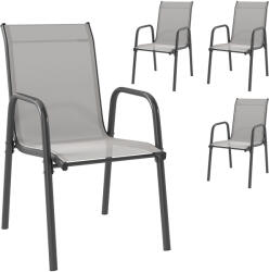 Outsunny Scaune de grădină set 4 buc. Scaune de terasă stivuibile cu spătar respirabil, cotiere, capacitate 120 kg | Aosom Romania (84G-970V00LG)