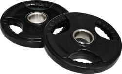 SPORTNOW Discuri de greutate, plăci 2 x 5 kg, cu trei mânere, orificiu Ø 5 cm, acoperire din cauciuc, negru | Aosom Romania (A91-253V00BK)