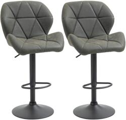 HOMCOM Set 2 Scaune de Bar Reglabile, Design Modern, Piele Ecologică, Gri, Confort Superior | Aosom Romania (835-506V01CG)