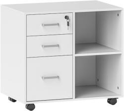 HOMCOM Dulap Birou, 3 Sertare cu Încuietoare și Chei, 60x40x56 cm, cu roti, Alb | Aosom Romania (838-493V00WT) Comoda