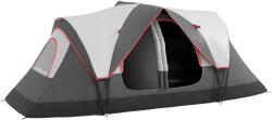 Outsunny Cort de Camping pentru 6-8 Persoane cu 2 Camere Separate și Uși cu Fermoar, 450x215x180 cm, Gri | Aosom Romania (A20-422V00GY) Cort