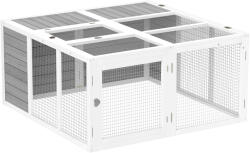 PawHut Cușcă exterioară pentru animale mici, cușcă pentru iepuri, construcție din lemn, pliabilă, pentru interior și exterior, Gri deschis | Aosom Romania (D51-193V01LG)