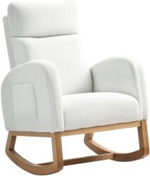 HOMCOM Fotoliu cu Leagăn, Fotoliu de Relaxare, capitonaj gros, husă moale, cadru de lemn, până la 120 kg capacitate de încărcare, crem | Aosom Romania (83B-112V00CW) Balansoar