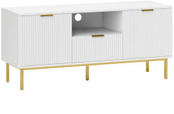 HomCom Comodă TV, mobilier TV pentru 127 cm cu 2 uși cu închidere silențioasă, sertar și compartiment deschis, 120x39x54cm, alb | Aosom Romania (83B-574V82WT)