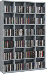 HOMCOM Mobilier de depozitare multimedia 480 CD-uri/312 DVD-uri - bibliotecă din lemn cu rafturi reglabile, 89 x 130, 5 cm, gri | Aosom Romania (831-040V80LG)